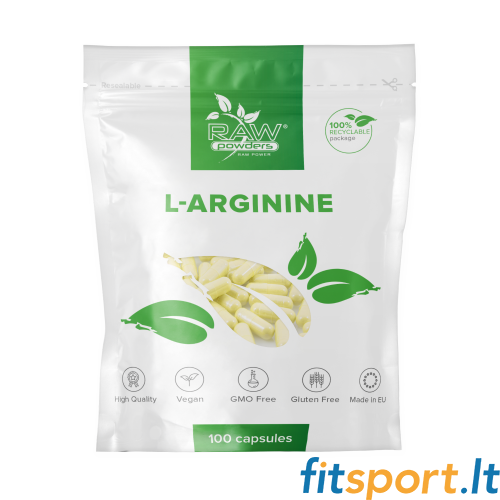 Raw Powders L-argininas 500 mg - 100 kaps. 